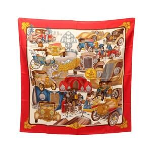 HERMES Authentic Red Silk Scarf